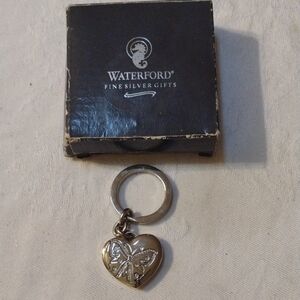 Waterford Silver Heart Keyring with Butterfly Accent